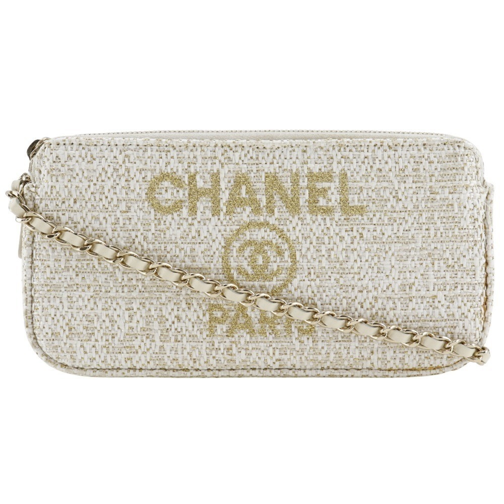 CHANEL White Deauville Shoulder Bag